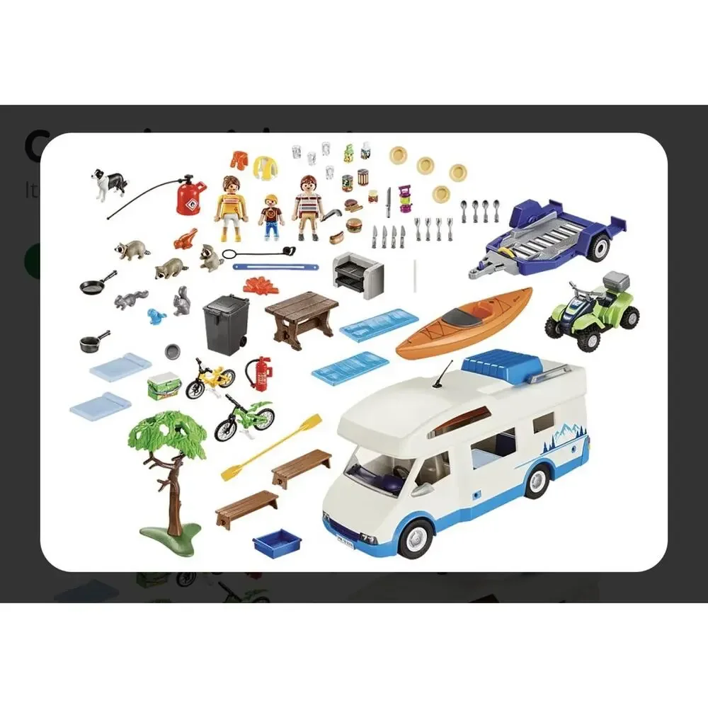 PLAYMOBIL 9318 Camping Adventure RV Camper ATV Kayak Figures Set Lot VTG